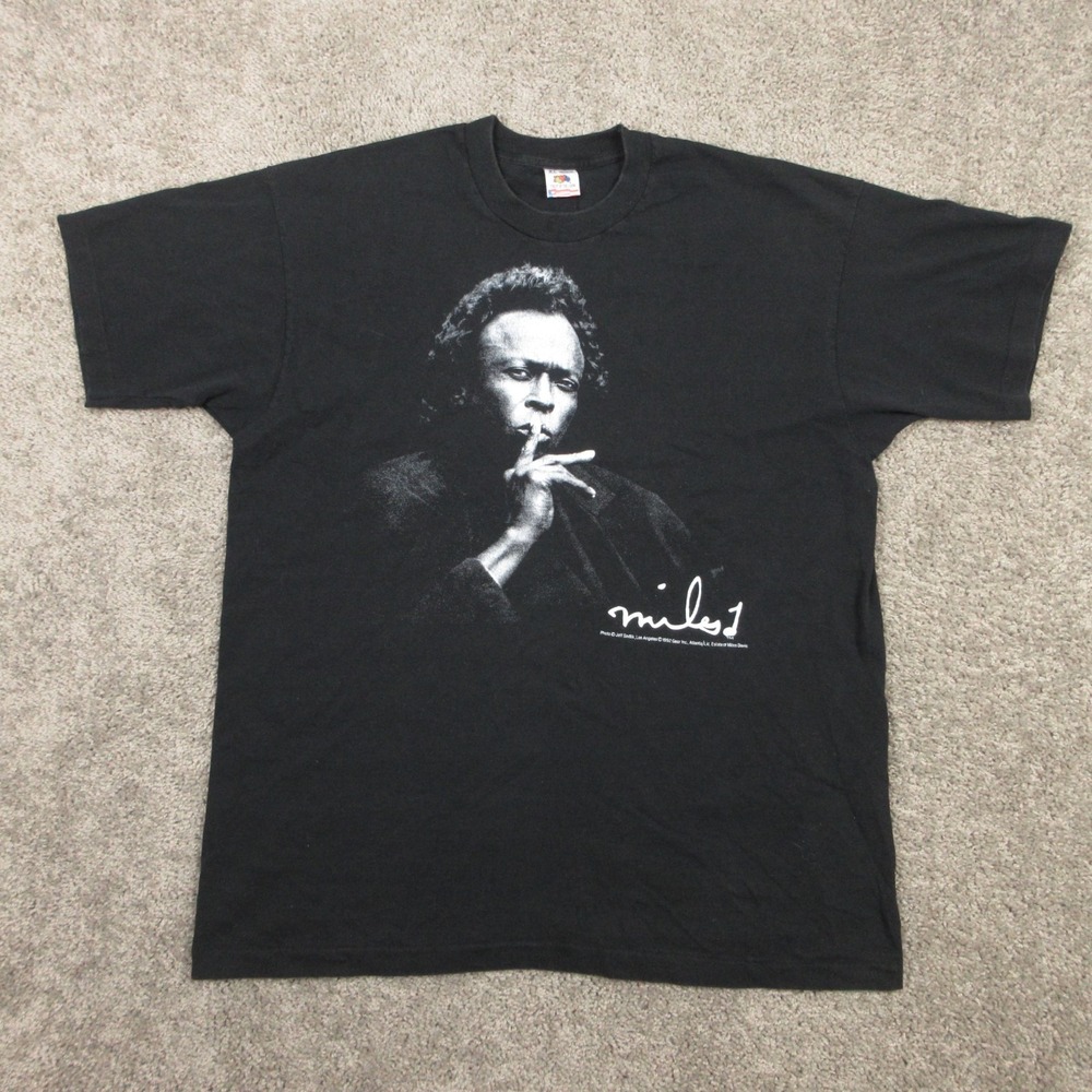Vintage Miles Davis Shirt Mens XL Black Single Stitch Fruit Of The Loom Tee USA